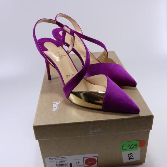 Richelieu Purple 85mm Platina Suede Slingback Pumps C369 - Picture 3 of 12